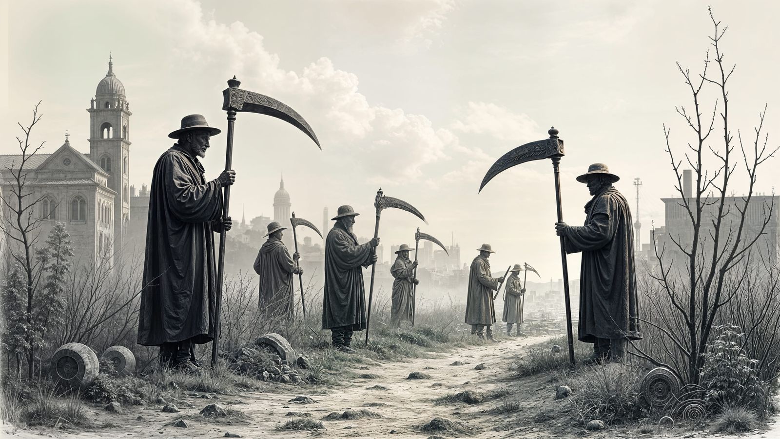 Engraved Scythes on City Outskirts