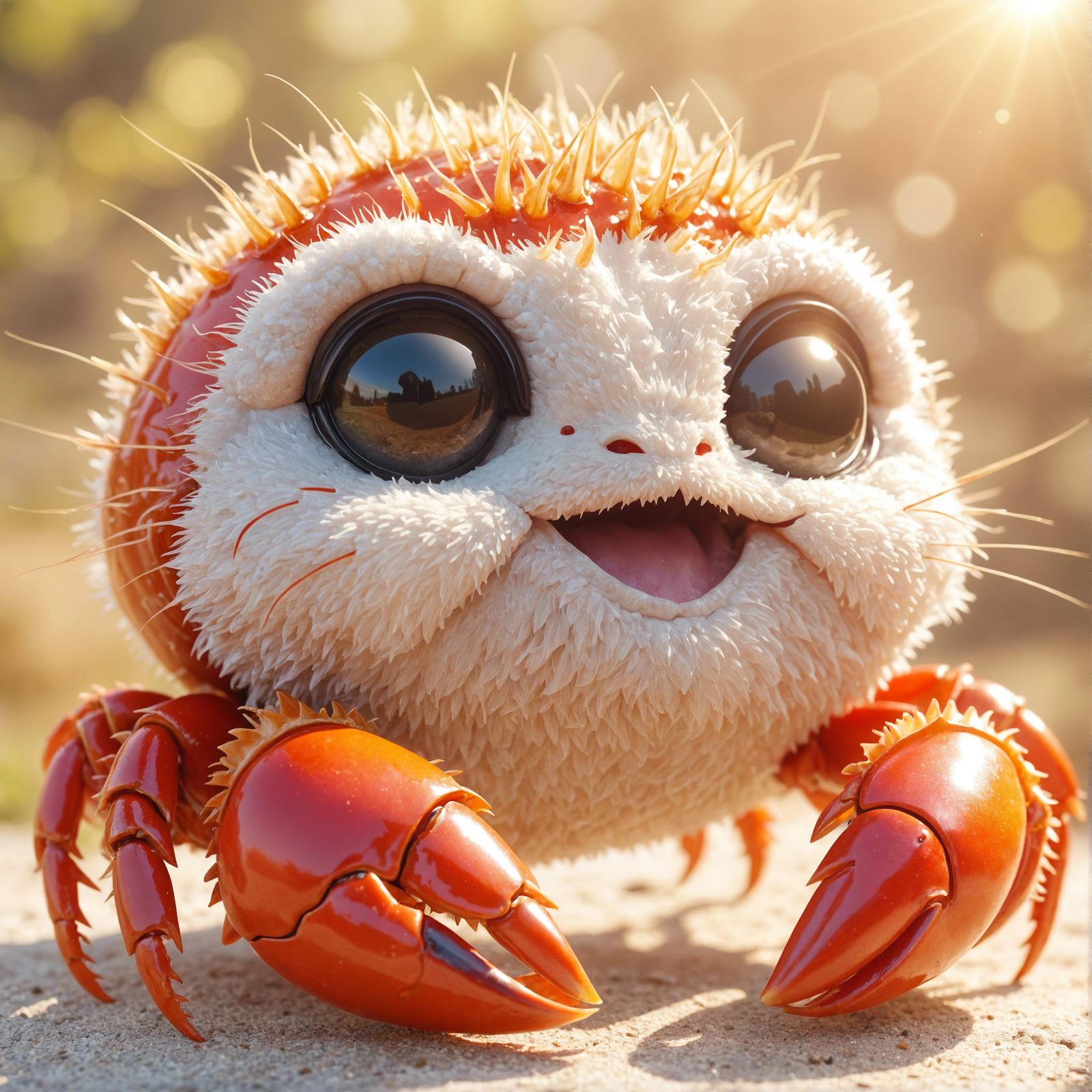 Joyful Furry Crab Portrait in Baroque Lighting
