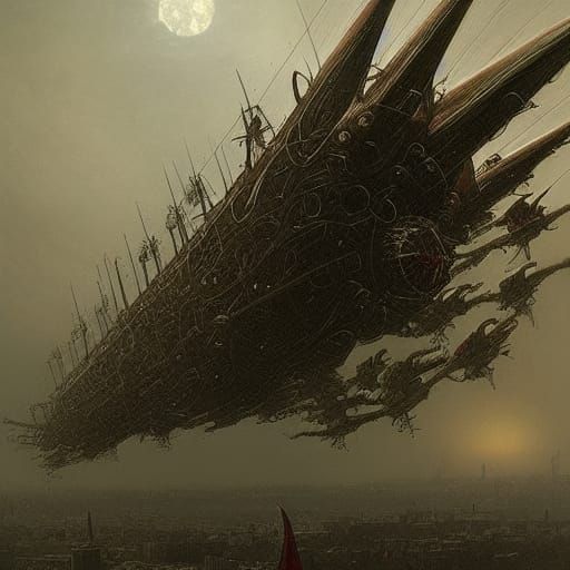 Horrific Insect Aircraft in Gothic Style