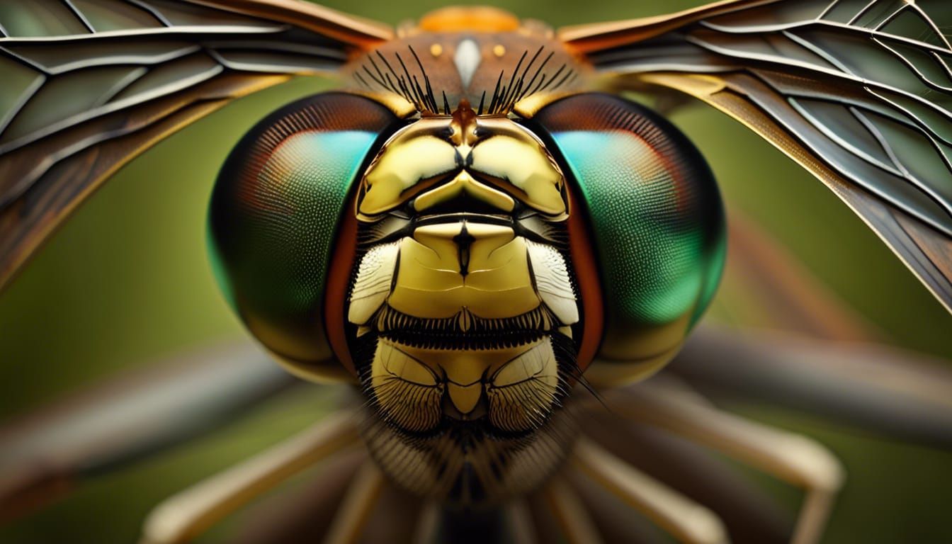 Dragonfly Face with Clockwork, Ultra HD Detail