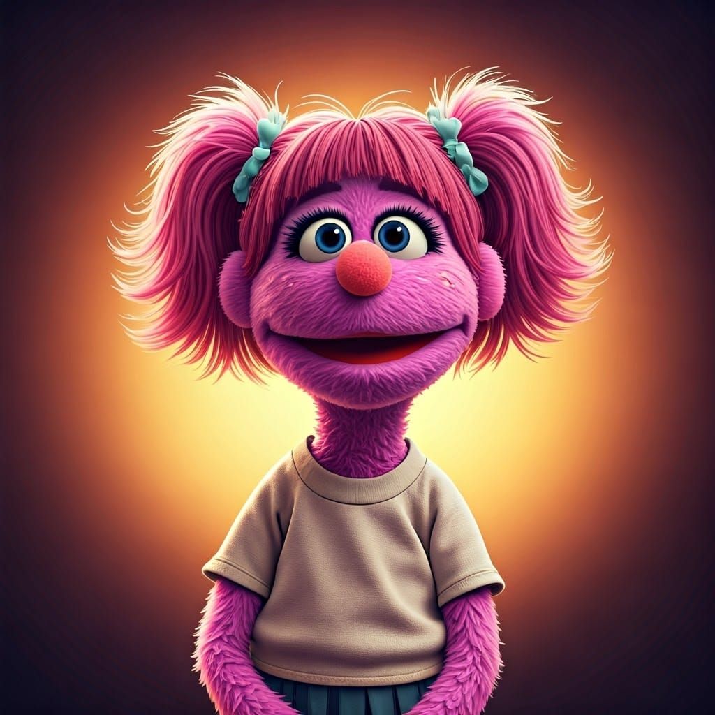 Friendly Muppet Girl in Colorful Digital Art