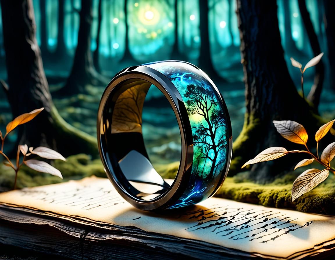 Gaussian Electromagnetism - Elven resin ring, with delicate Gaussian electromagnetism luminescent glow