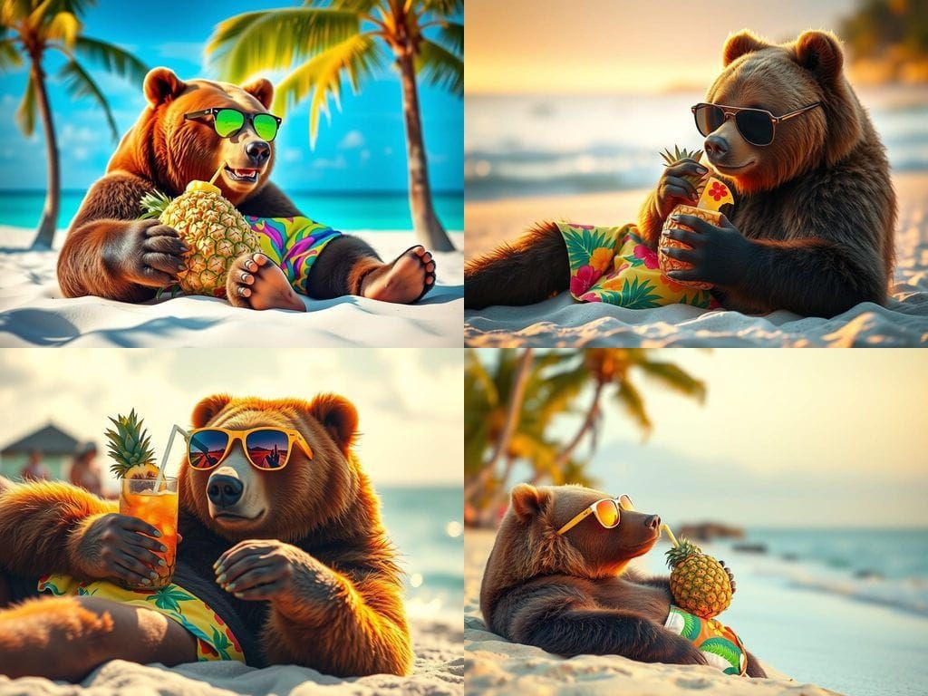 Relaxed Kodiak Bear in Summer Paradise