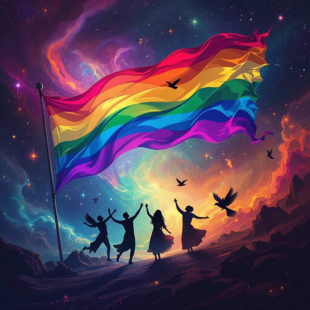 Transgender Pride Flag in Psychedelic Nebula