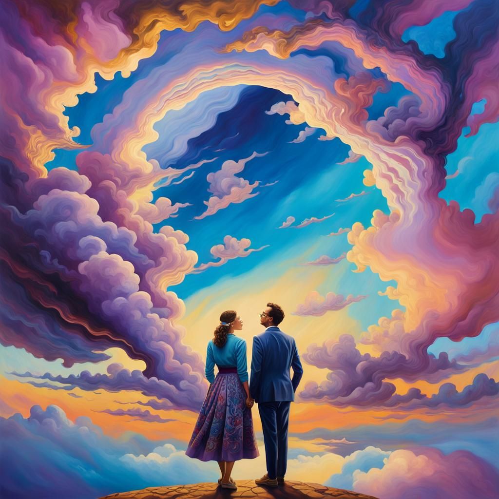 Divided Sky: A Surrealist Oil Painting