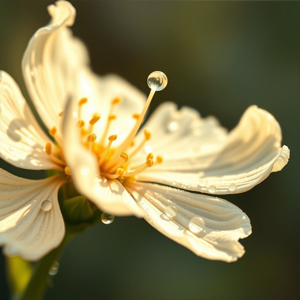 Luminous Close-Up of Sneezewort Flower as Oil Painting