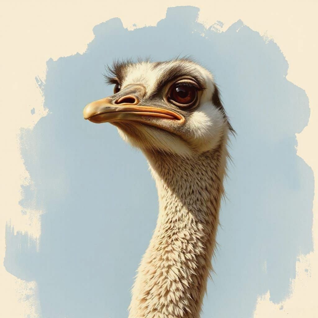 Emu Portrait in Norman Rockwell Style