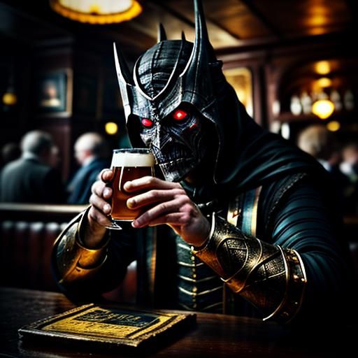 Lord Sauron at the Pub: Hyperrealistic Digital Art