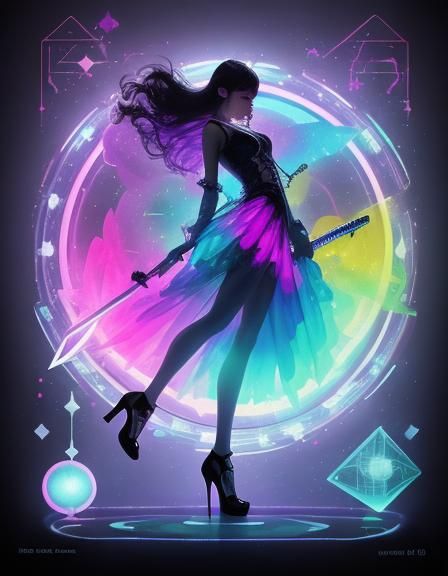 Abstract High Heels in Glitch Art Style