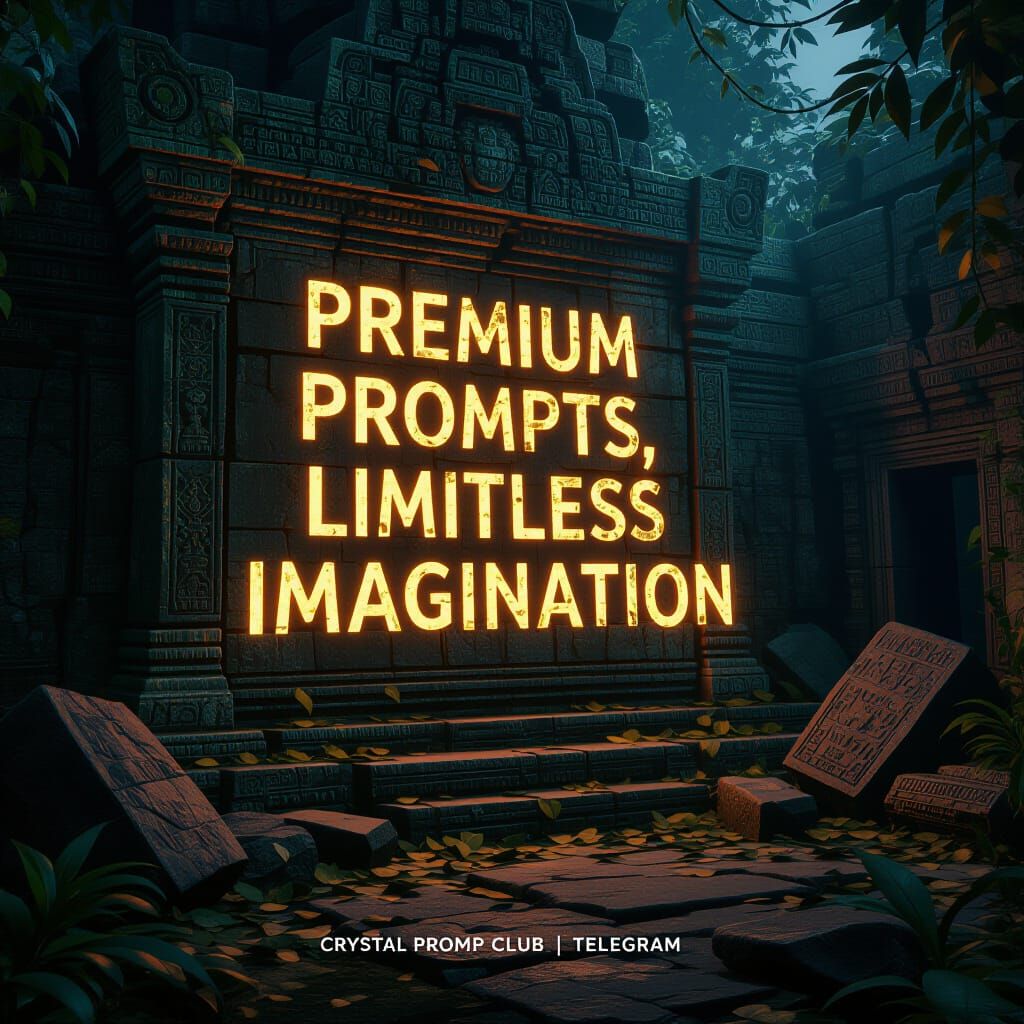 Ancient Jungle Temple Ruins with Glowing Text