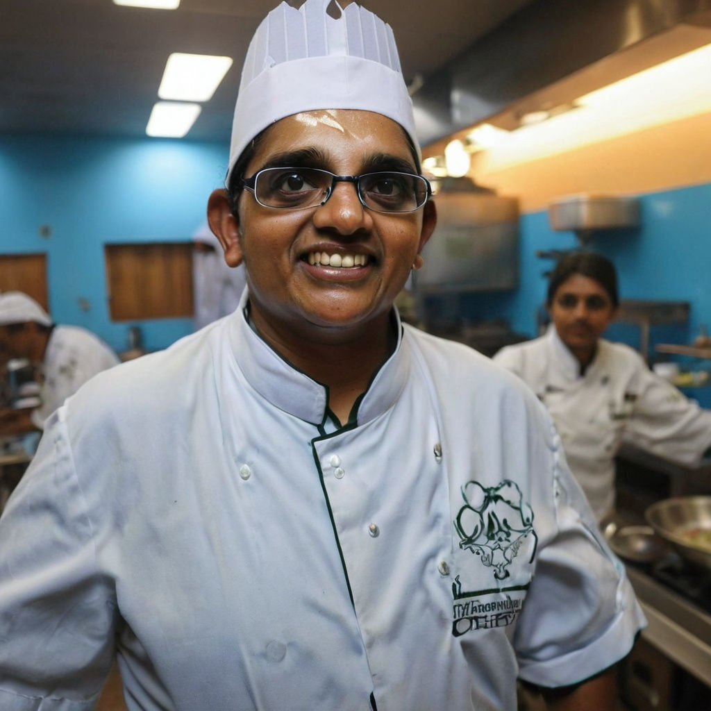 Timeless Chef Portrait in a Bustling Restaurant
