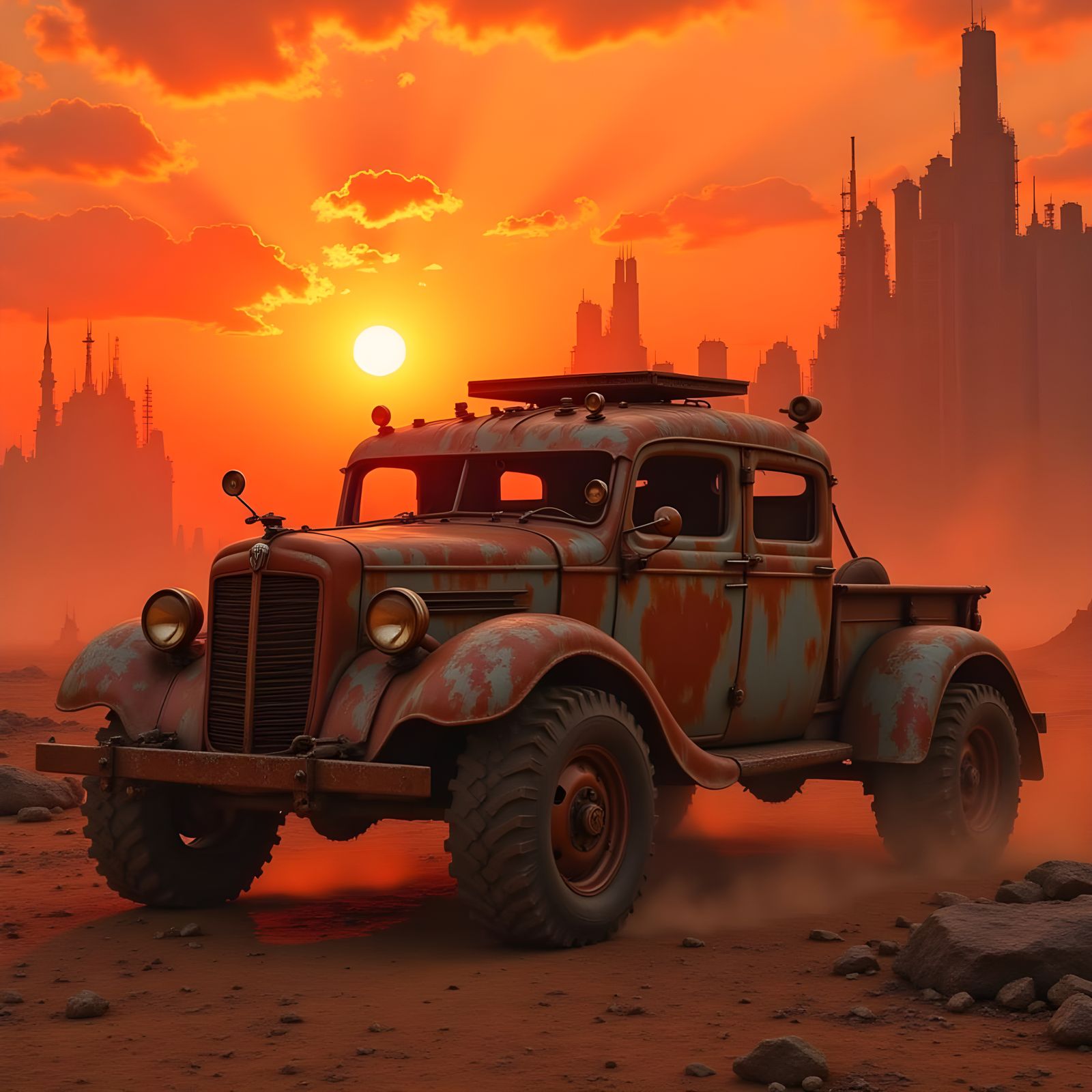 Hyperrealistic Post-Apocalyptic Wasteland in Volumetric Ligh...