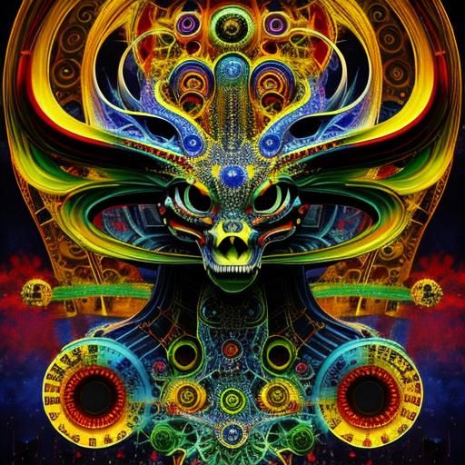 Vibrant Surreal Psychedelic 3D Masterpiece