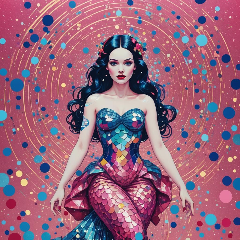 Snow White Space Mermaid in Pop Art Style