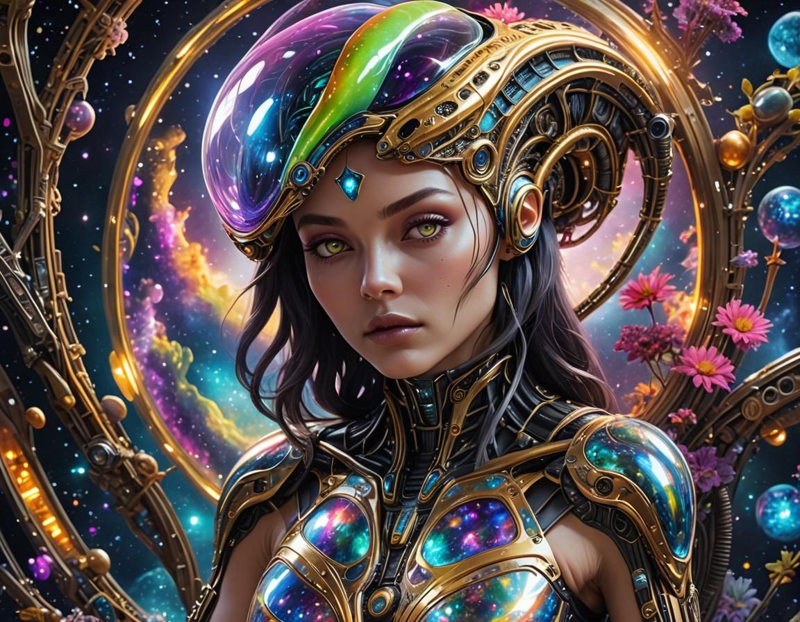 Beautiful Alien Girl Portrait in Cosmic Style