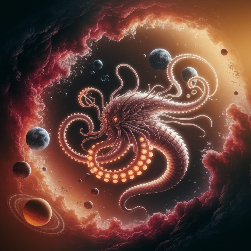Cosmic Kraken Nebula Digital Art