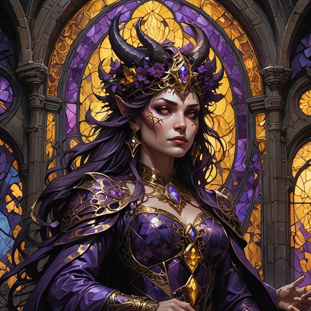 Mystical Demon in Dark Fantasy Ruins