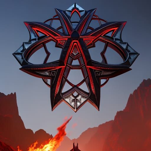 Hell Red Pentagram in Dark Fantasy Style