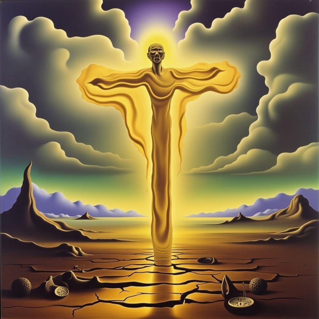 Ethereal Figure in Surreal Dreamlike Desert Landscape