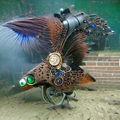 Mechanical Marvel: Steampunk Peacock Illustration