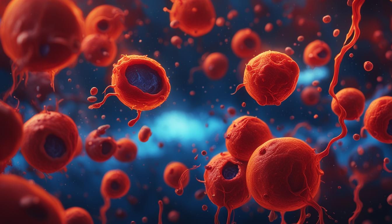 Blood Cells Rushing Through Veins, Cinematic Illustration