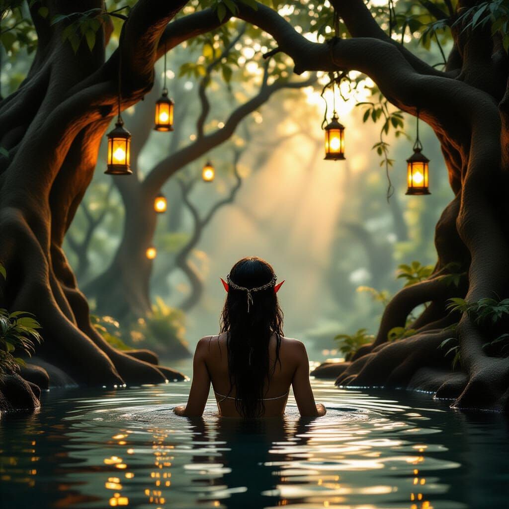 Enchanting Elf Forest Sanctuary in Cinematic Style