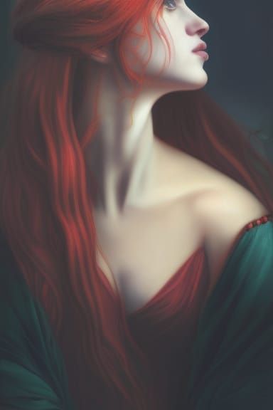 Pre-Raphaelite Princess with Golden Eyes, Hyperrealistic