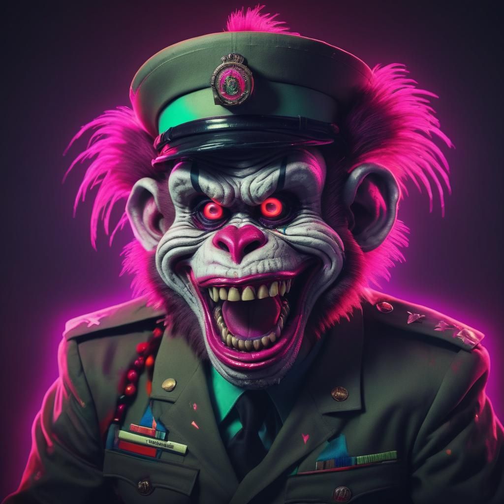 Synthwave Zombie Monkey Clown Military Officer