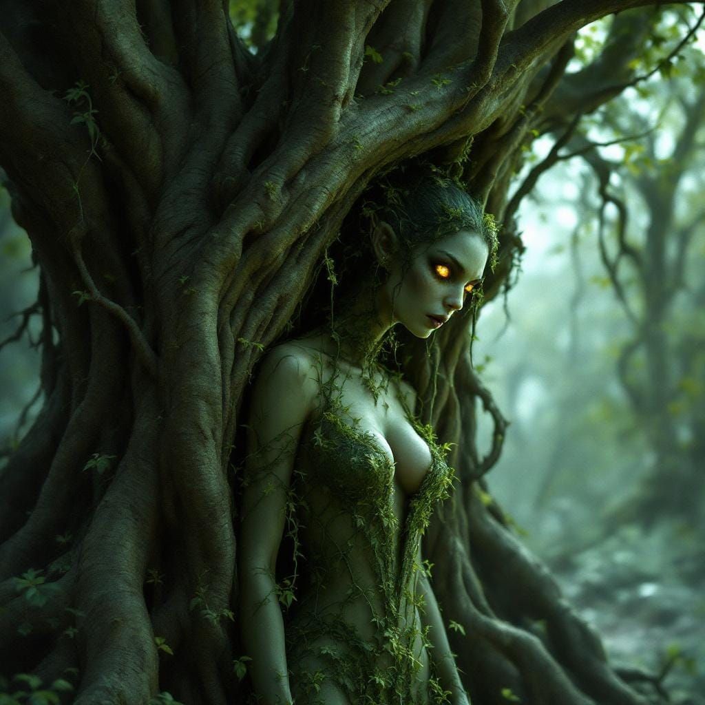 Ethereal Forest Spirit in Dark Fantasy Style
