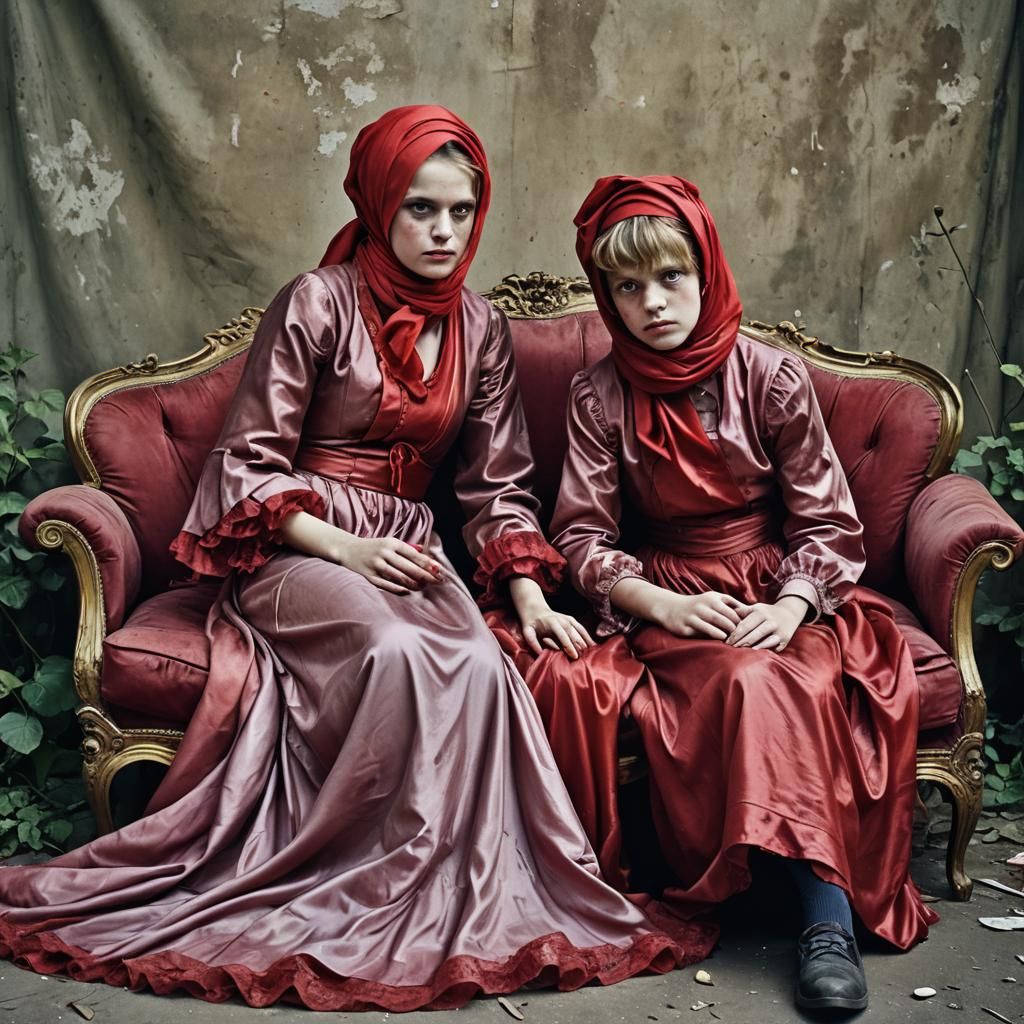 Contrasting Fortunes: Glamour Meets Grime in a Surreal Scene