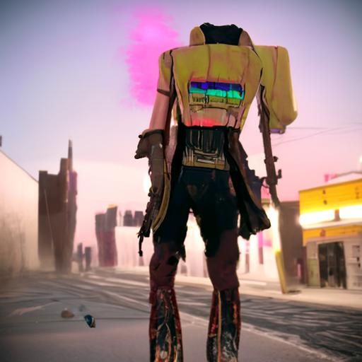 Post-Apocalyptic Boy in Desert Cyberpunk City