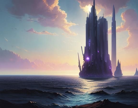 Endless River in Sci-Fi Oil Painting Style