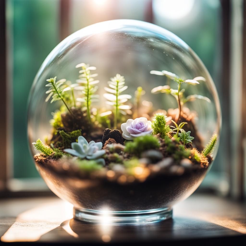Terrarium in Glass Sphere with Sunlight