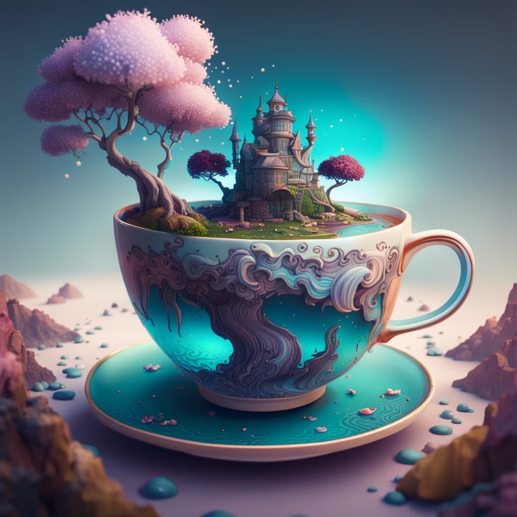 Fantasy Dream Island in a Tea Cup
