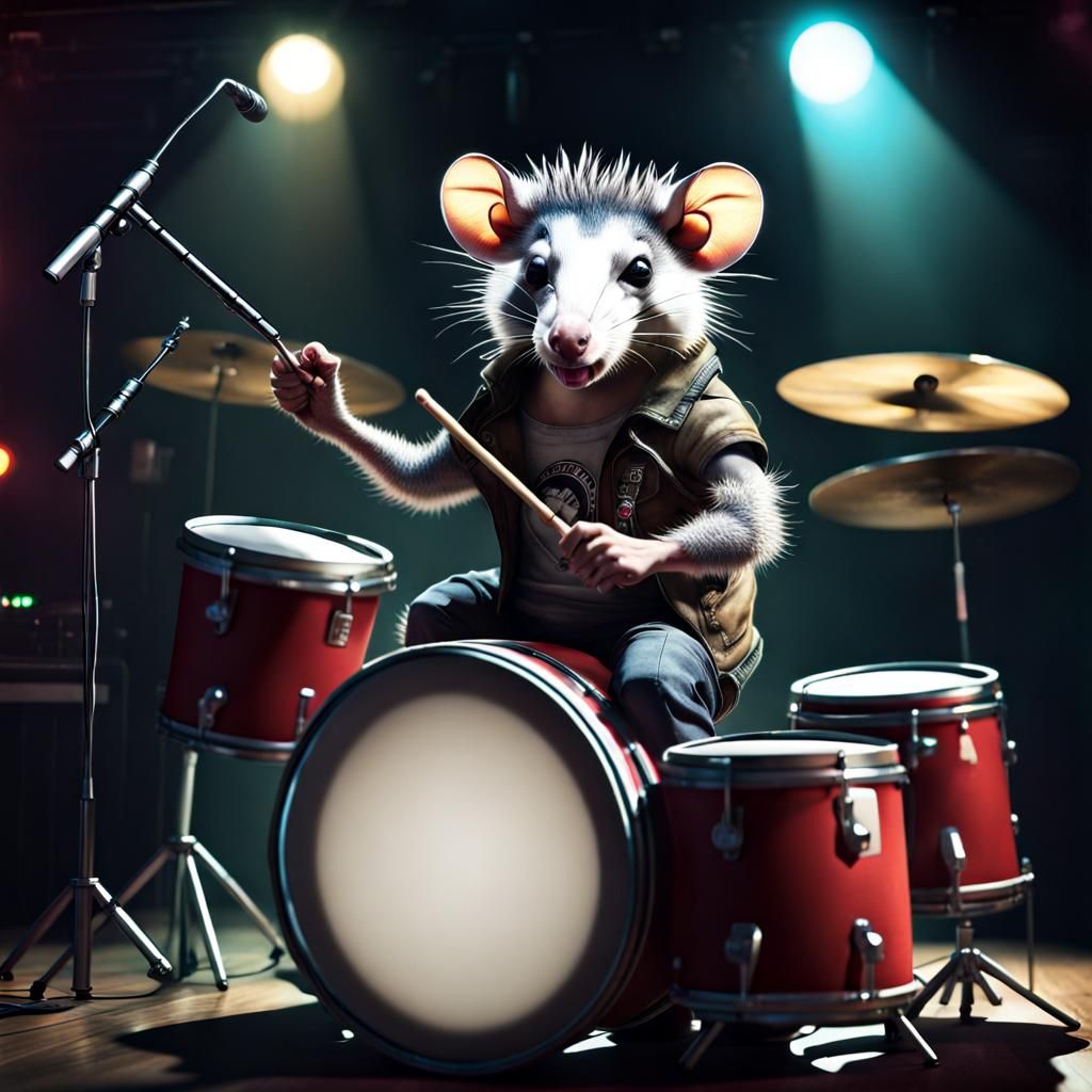 Punk Rock Opossum Drummer on Stage