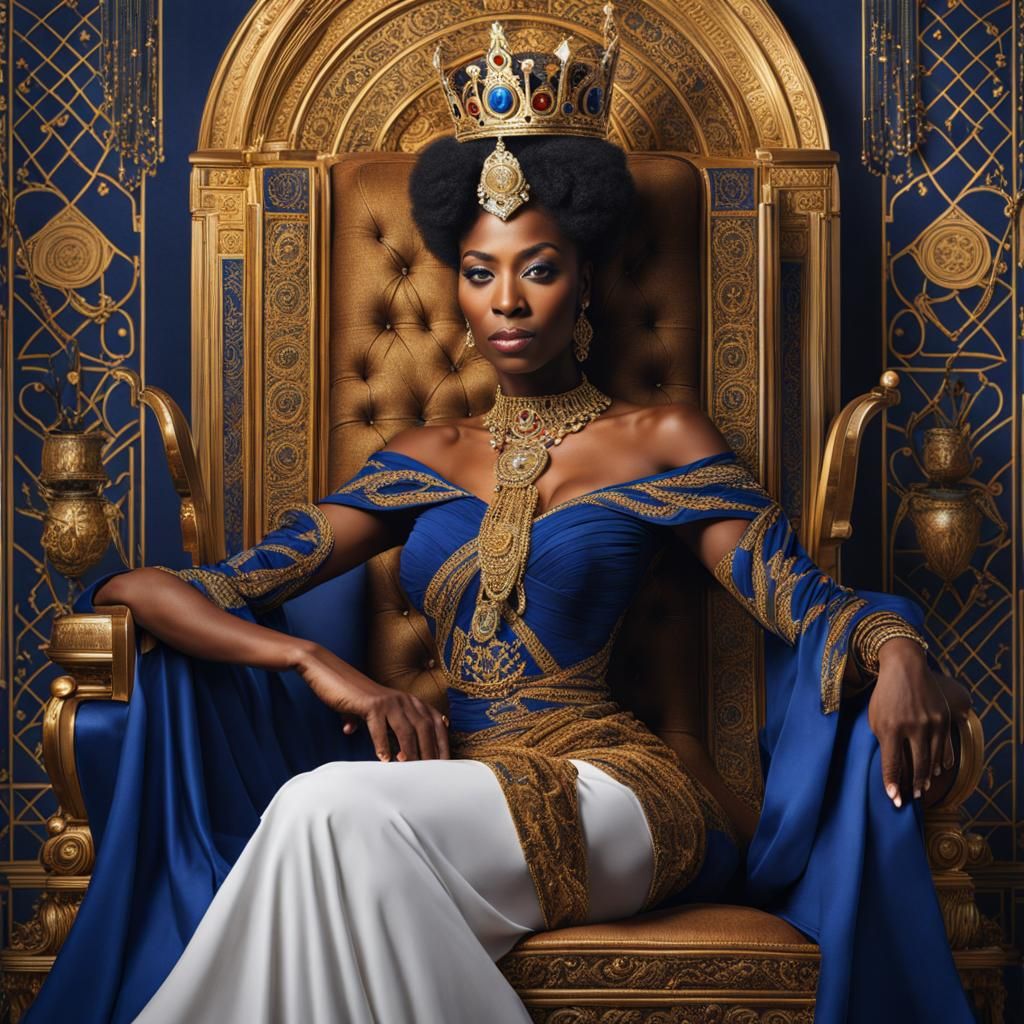 Empress Tarot Card: African American Woman in Royal Blue