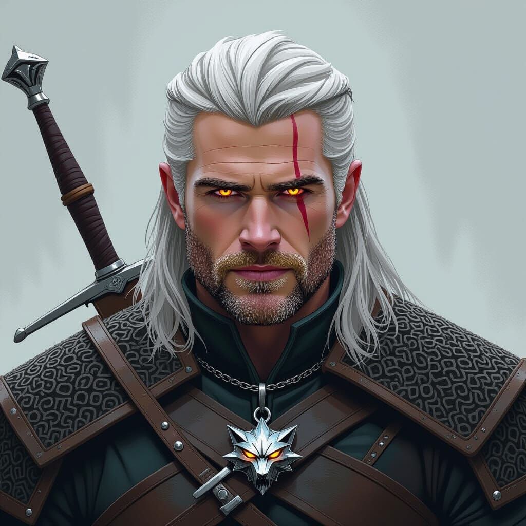 Liam Hemsworth as Geralt in Dark Fantasy Style