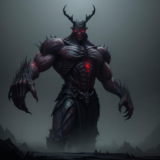 Eerie Sanguine Stalker in Crimson Mist: Digital Art