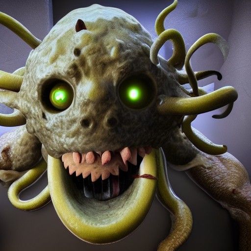 Horrific Cheese Monster with Exposed Brain