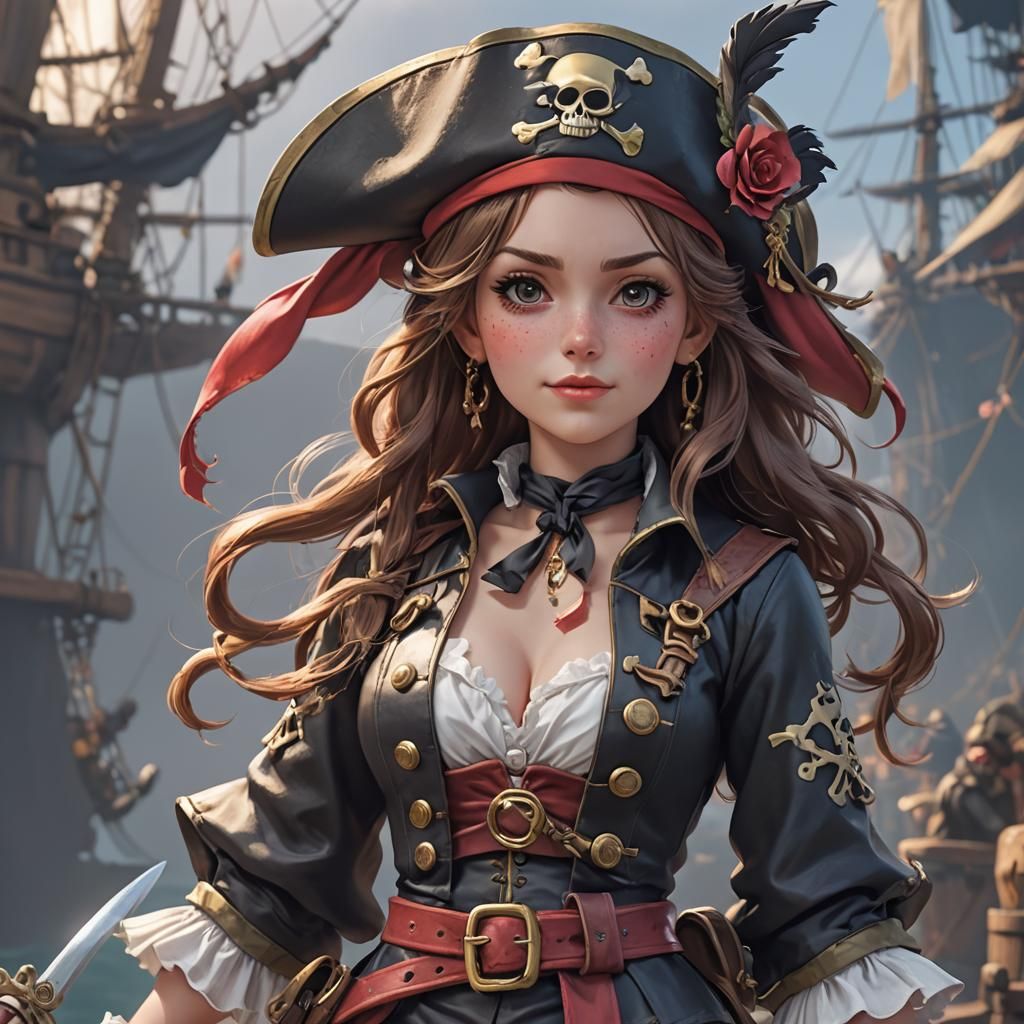 Minnie Mouse as Pirate: 3D Anime Art