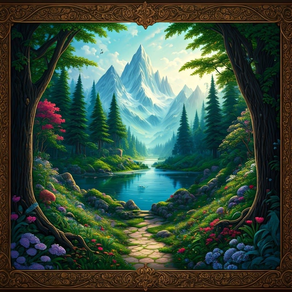 Enchanting Fantasy Realm Unfolds Within Golden Puzzle