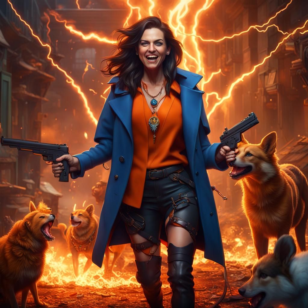 Female Criminal Surrounded by Chaos: Fantasy Art