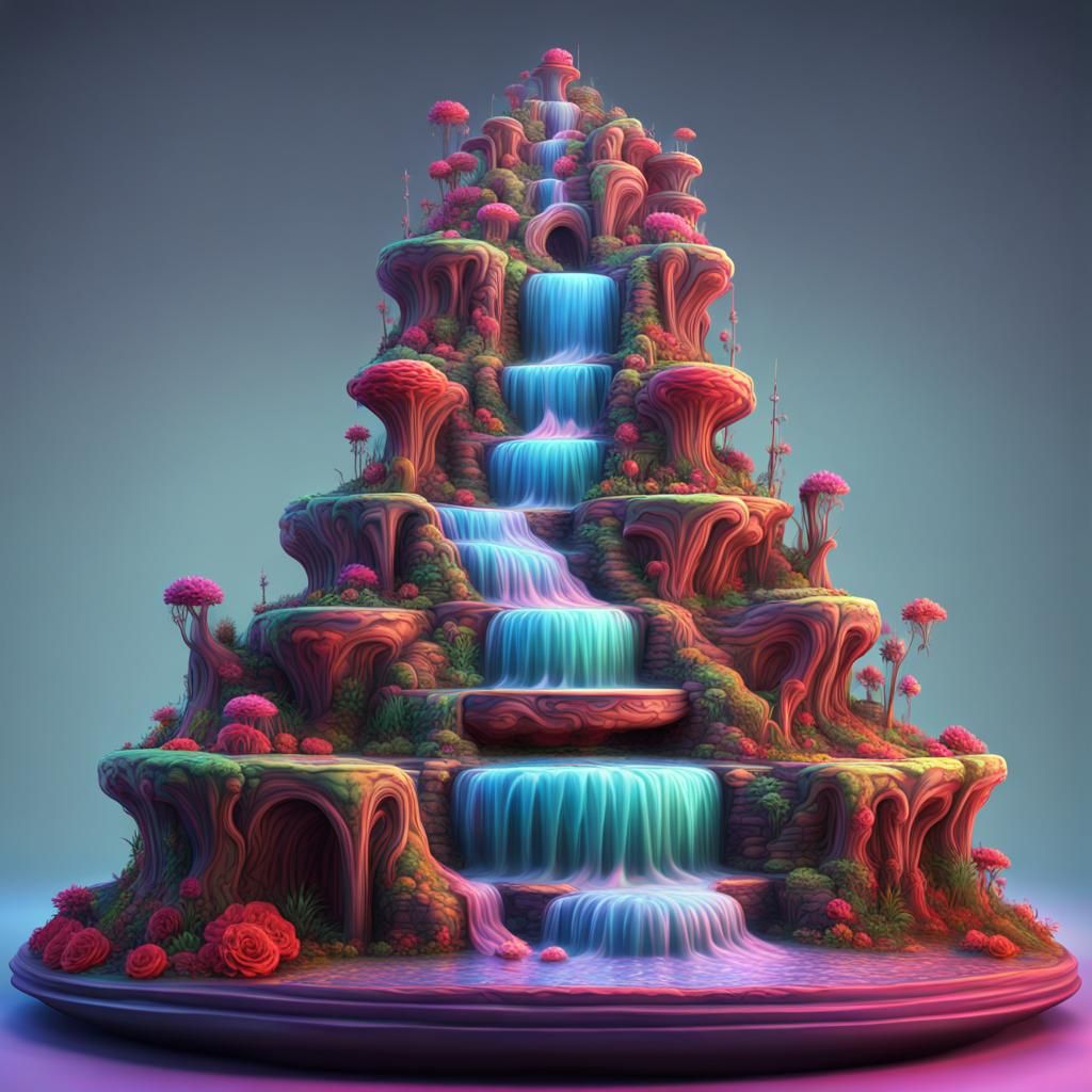 Psychedelic wedding cake sculpture