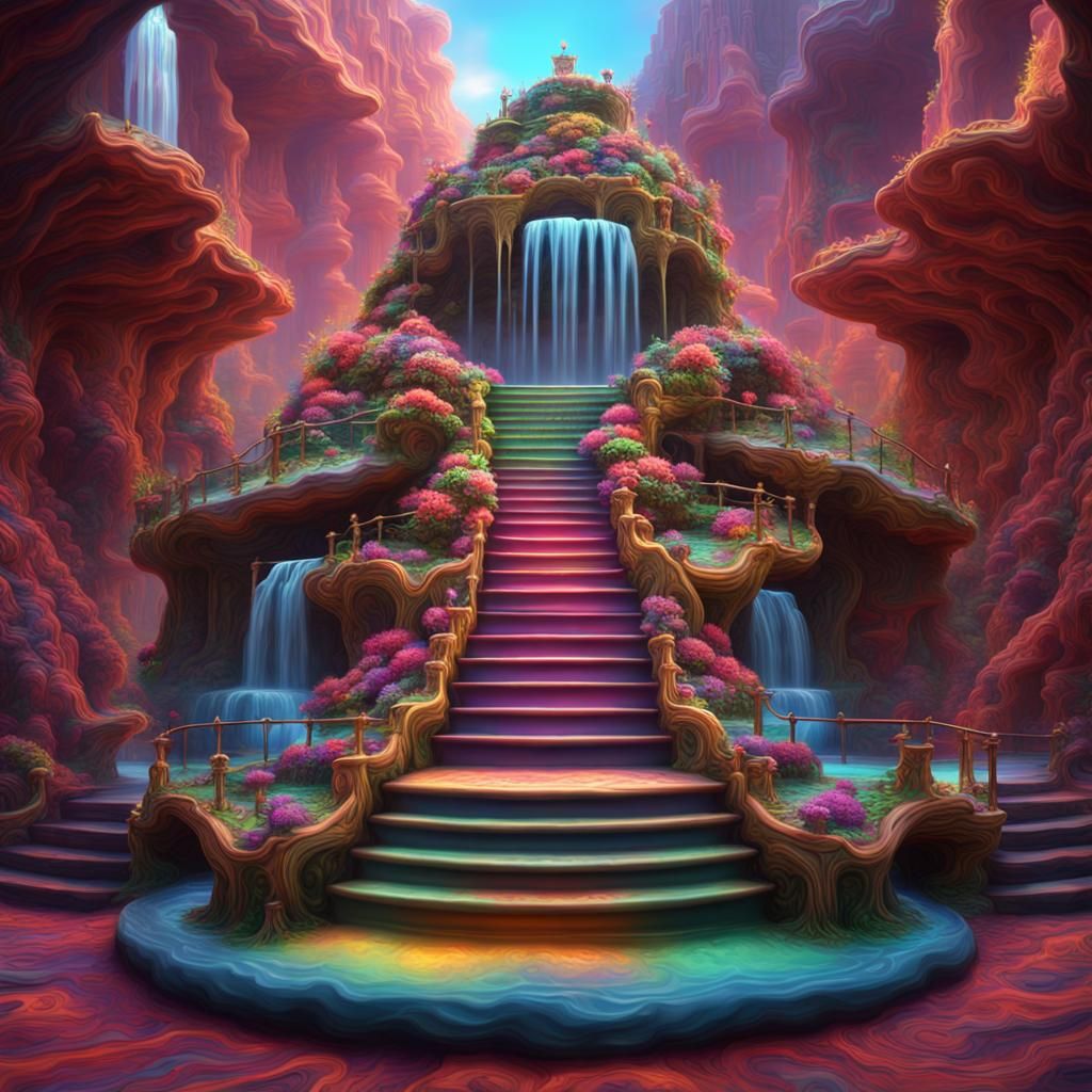 Psychedelic wedding cake sculpture