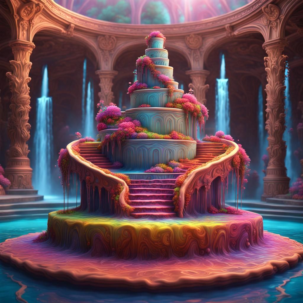 Psychedelic wedding cake sculpture