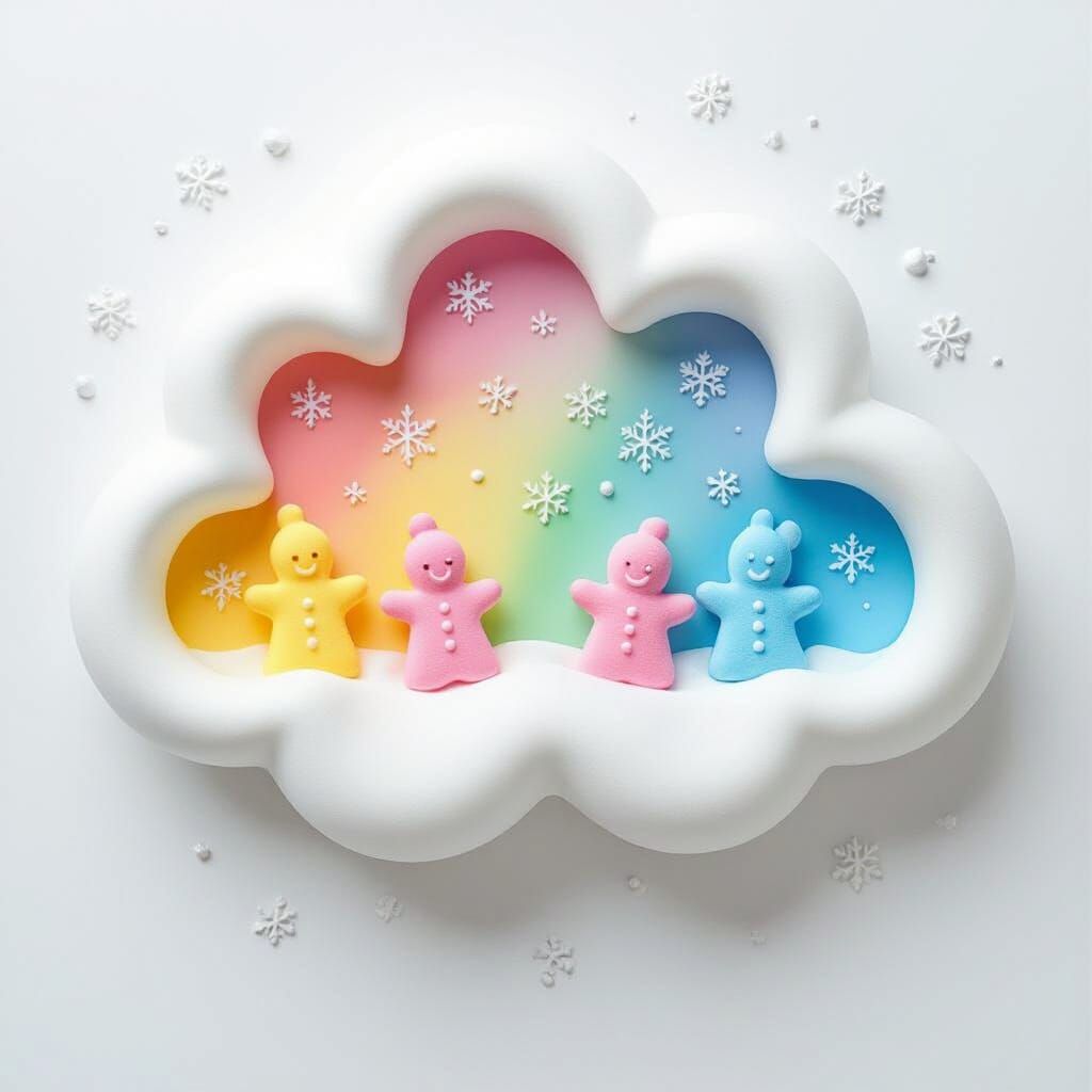 Whimsical Cloud with Marshmallows in Aurora Style