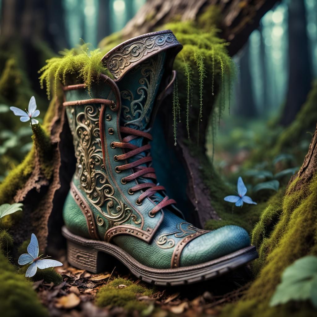 Magical Fairy World Inside an Old Boot