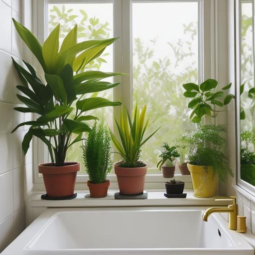 Yellow Bathroom Oasis with Natural Lighting