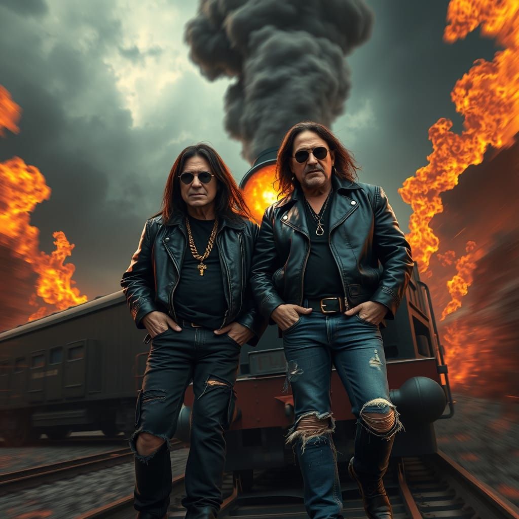 Ozzy and Lemmy on a Train to Hellscape: Digital Matte Painti...