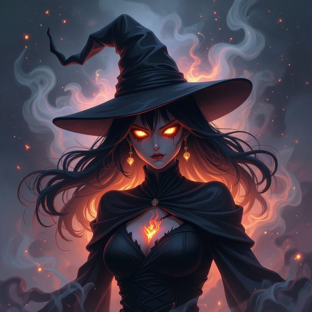 Melting Witch with Inferno Eyes in Anime Style